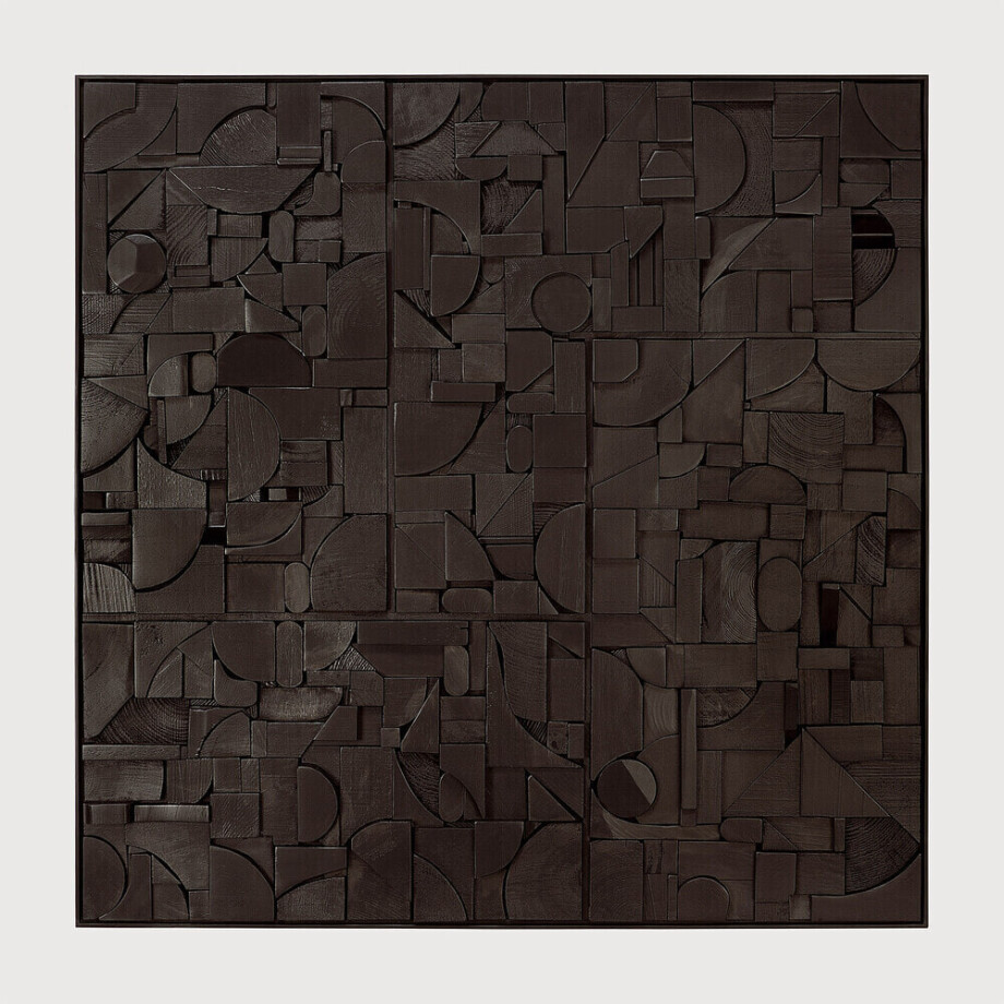 Ethnicraft Wandpaneel 'Bricks' Teakhout, 100 x 100cm, kleur Zwart afbeelding 1