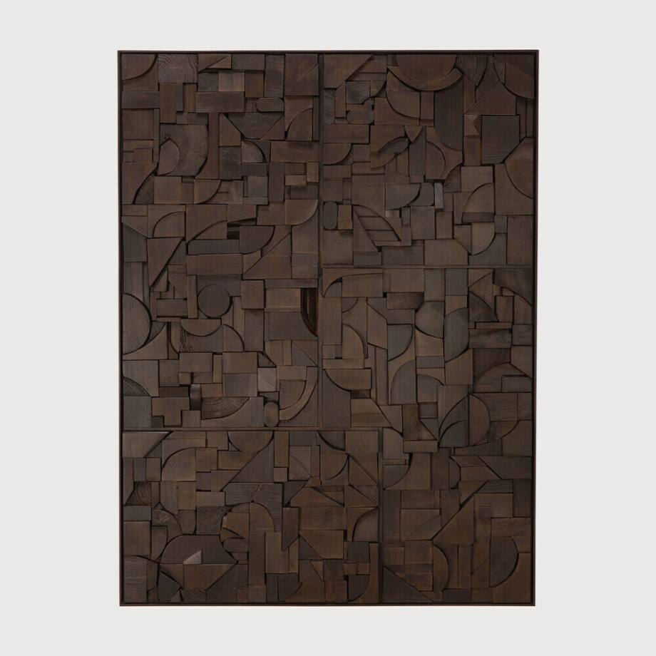 Ethnicraft Wandpaneel 'Bricks' Teakhout, 90 x 120cm, kleur Donkerbruin afbeelding 1