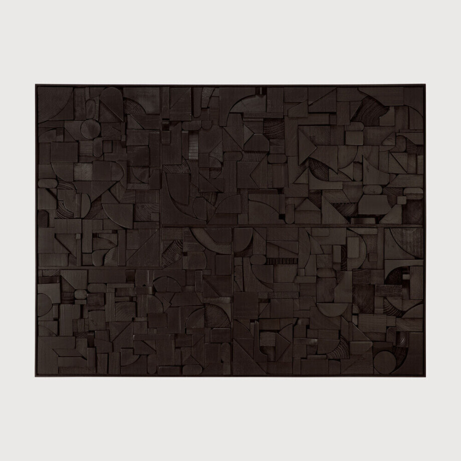 Ethnicraft Wandpaneel 'Bricks' Teakhout, 90 x 120cm, kleur Zwart afbeelding 1