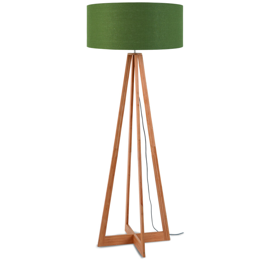 Good&Mojo Vloerlamp 'Everest' Bamboe en Eco linnen, kleur Groen afbeelding 1
