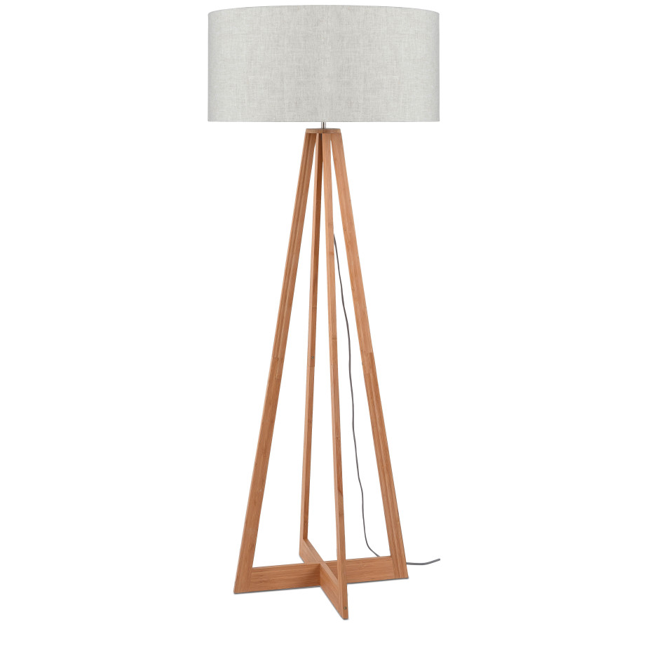 Good&Mojo Vloerlamp 'Everest' Bamboe en Eco linnen, kleur Beige afbeelding 1