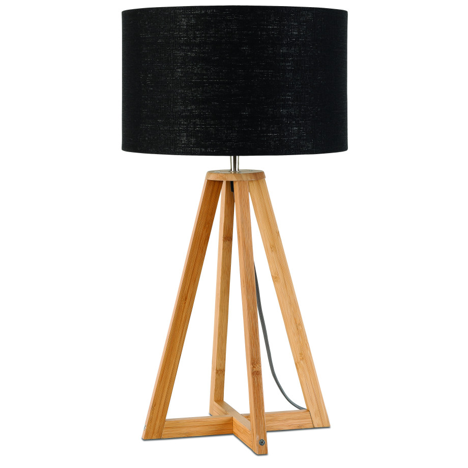 Good&Mojo Tafellamp 'Everest' Bamboe en Eco linnen, kleur Zwart afbeelding 1