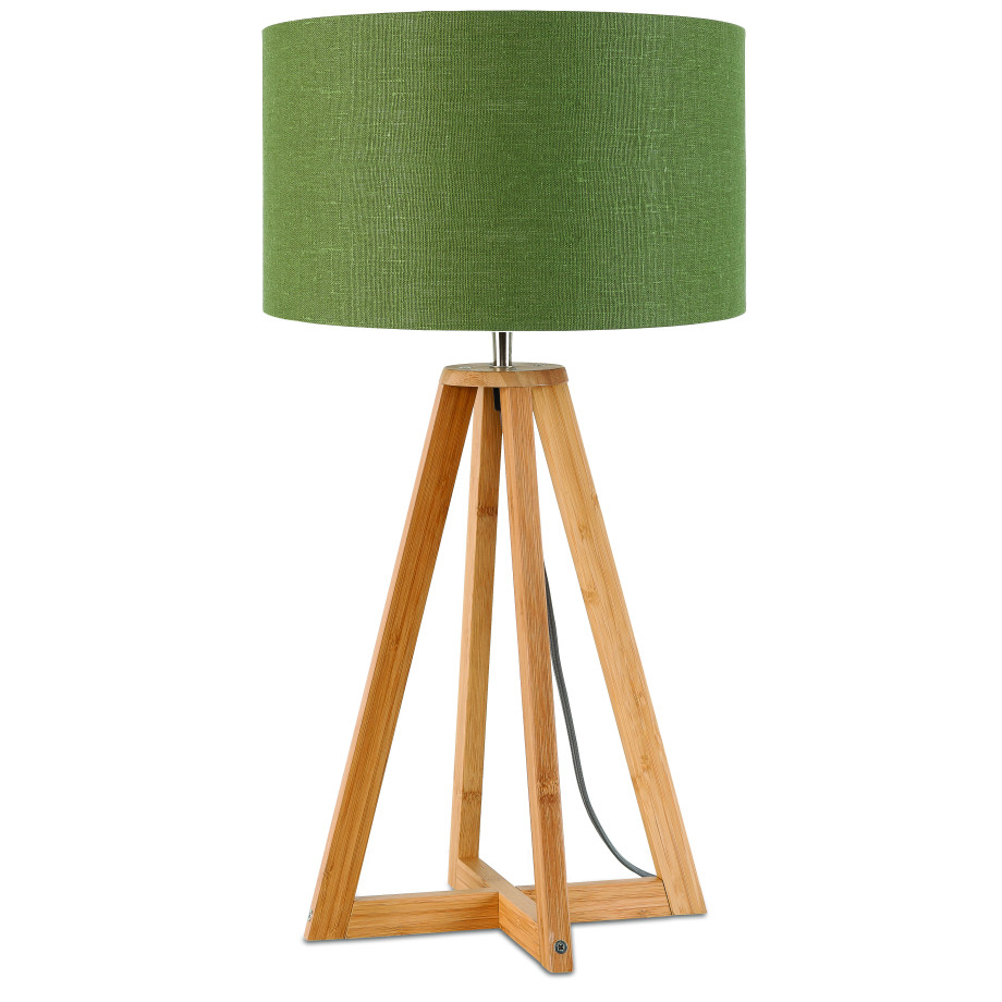 Good&Mojo Tafellamp 'Everest' Bamboe en Eco linnen, kleur Groen afbeelding 1