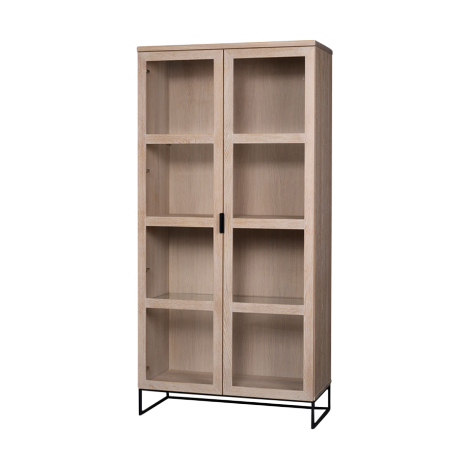 Everett houten vitrinekast whitewash - 95 x 195 cm Everett houten vitrinekast whitewash - 95 x 195 cm afbeelding 1