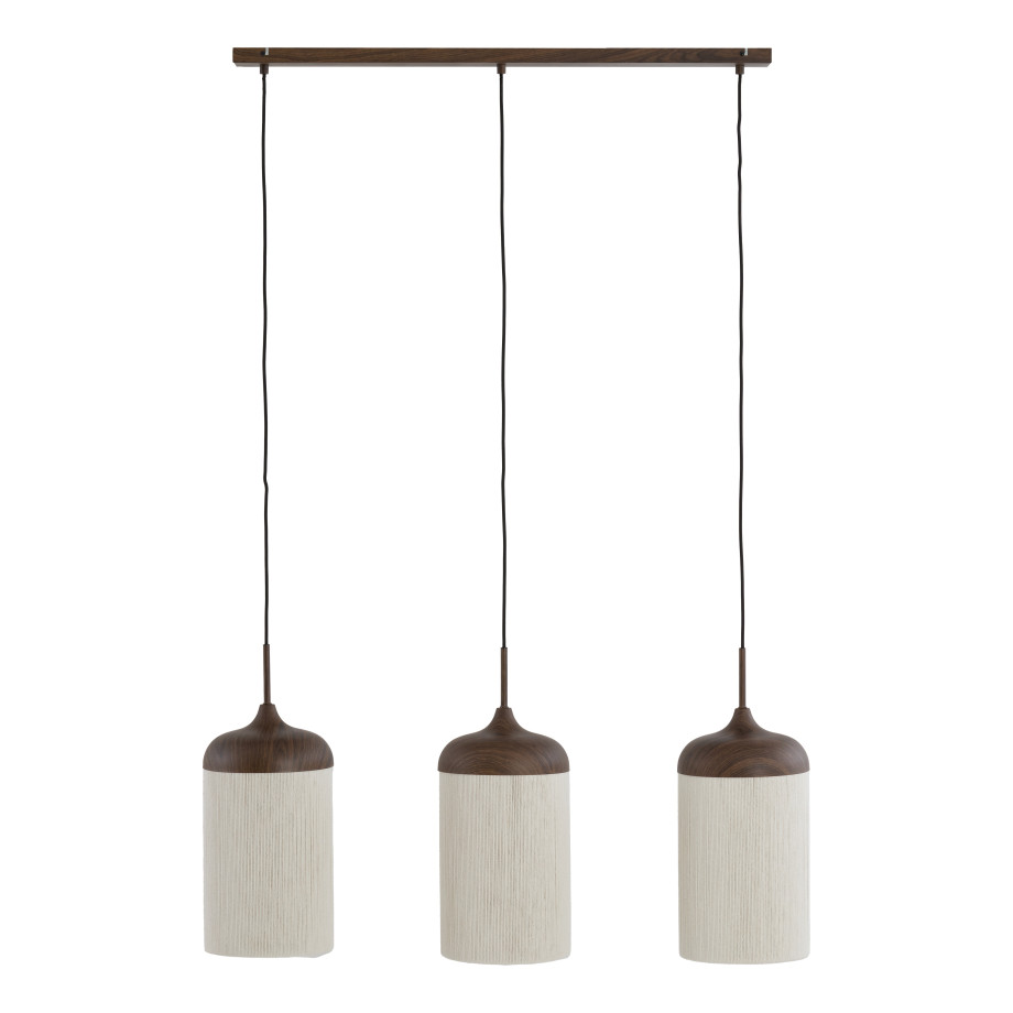 Light & Living Hanglamp 'Dania' Houtlook en touw, 3-lamps, kleur Donkerbruin afbeelding 