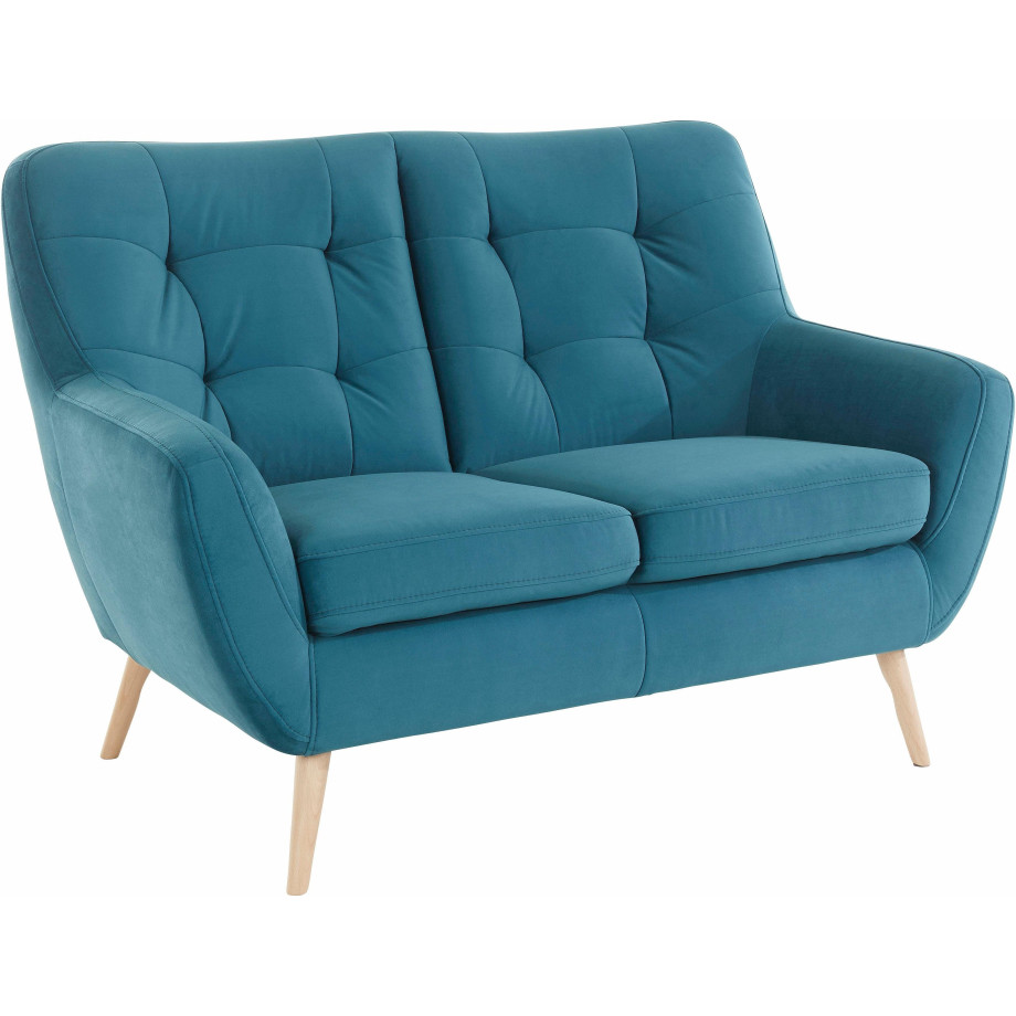 exxpo - sofa fashion 2-zitsbank Scandi, comfortabel, verfijnde rugkussens voor meer zitcomfort actuele kleuren in hoogwaardige bekledingskwaliteiten, houten voet afbeelding 1