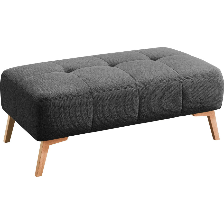 exxpo - sofa fashion Hocker in scandinavisch design met doorgestikt patroon en houten poten afbeelding 1