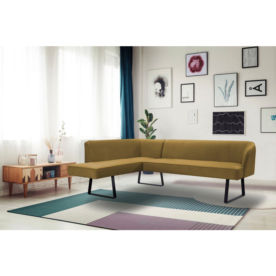 exxpo - sofa fashion Hoekbank Americano met opstaande naad en metalen poten, bekleding in verschillende kwaliteiten afbeelding 1