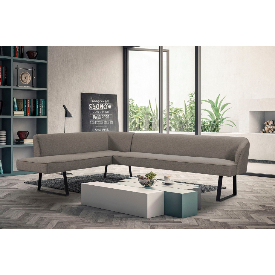 exxpo - sofa fashion Hoekbank Americano met opstaande naad en metalen poten, bekleding in verschillende kwaliteiten afbeelding 1