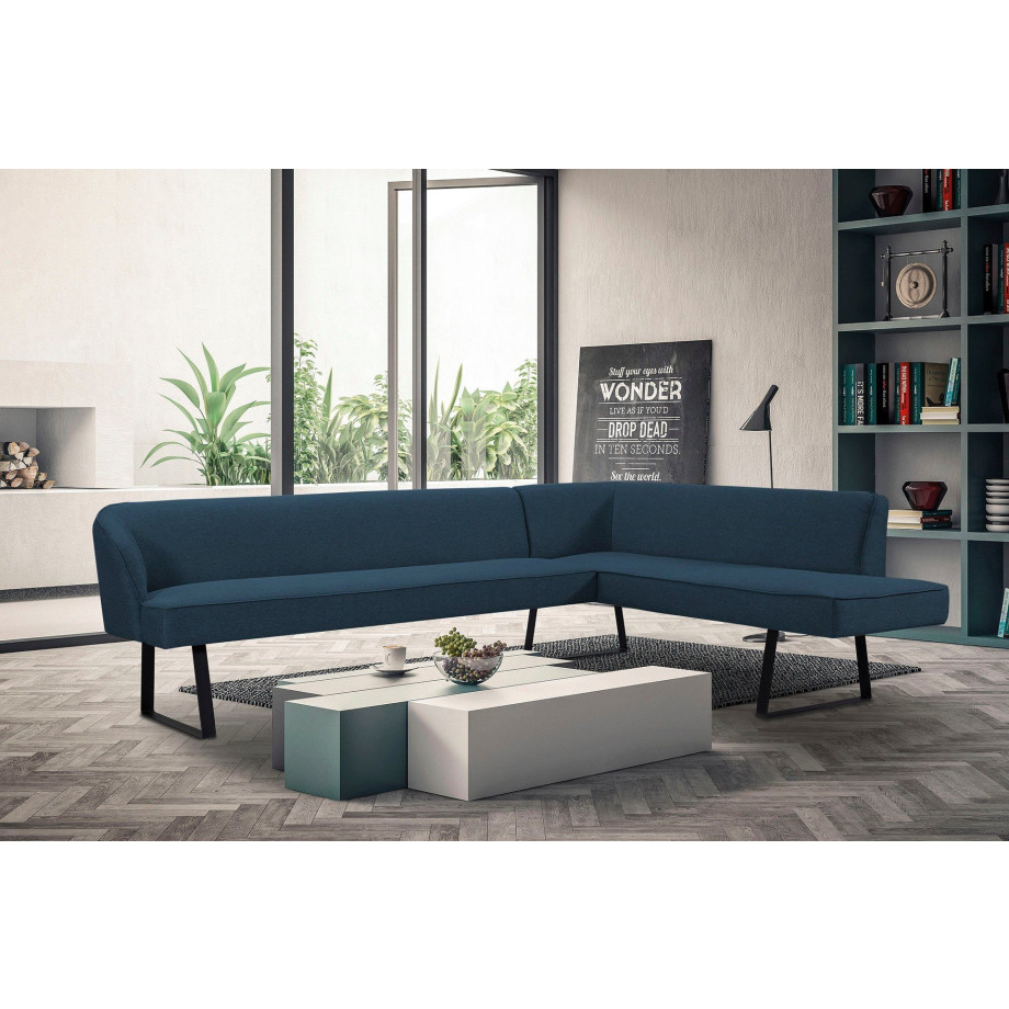 exxpo - sofa fashion Hoekbank Americano met opstaande naad en metalen poten, bekleding in verschillende kwaliteiten afbeelding 1