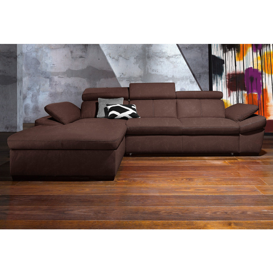 exxpo - sofa fashion Hoekbank Salerno, klassieke moderne functionele bank, hoog zitcomfort, L-vorm inclusief verstelbare hoofdsteun en armleuning, naar keuze met slaapfunctie afbeelding 1