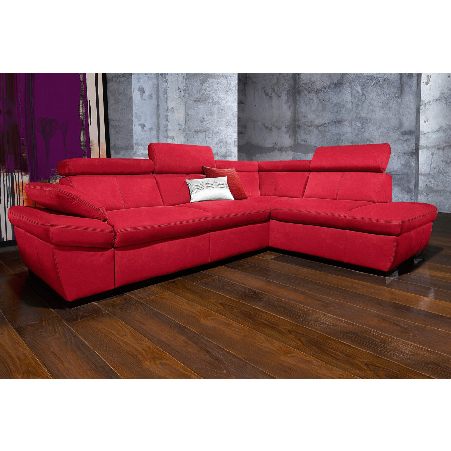 exxpo - sofa fashion Hoekbank Salerno, klassieke moderne functionele bank, hoog zitcomfort, L-vorm inclusief verstelbare hoofdsteun en armleuning, naar keuze met slaapfunctie afbeelding 1