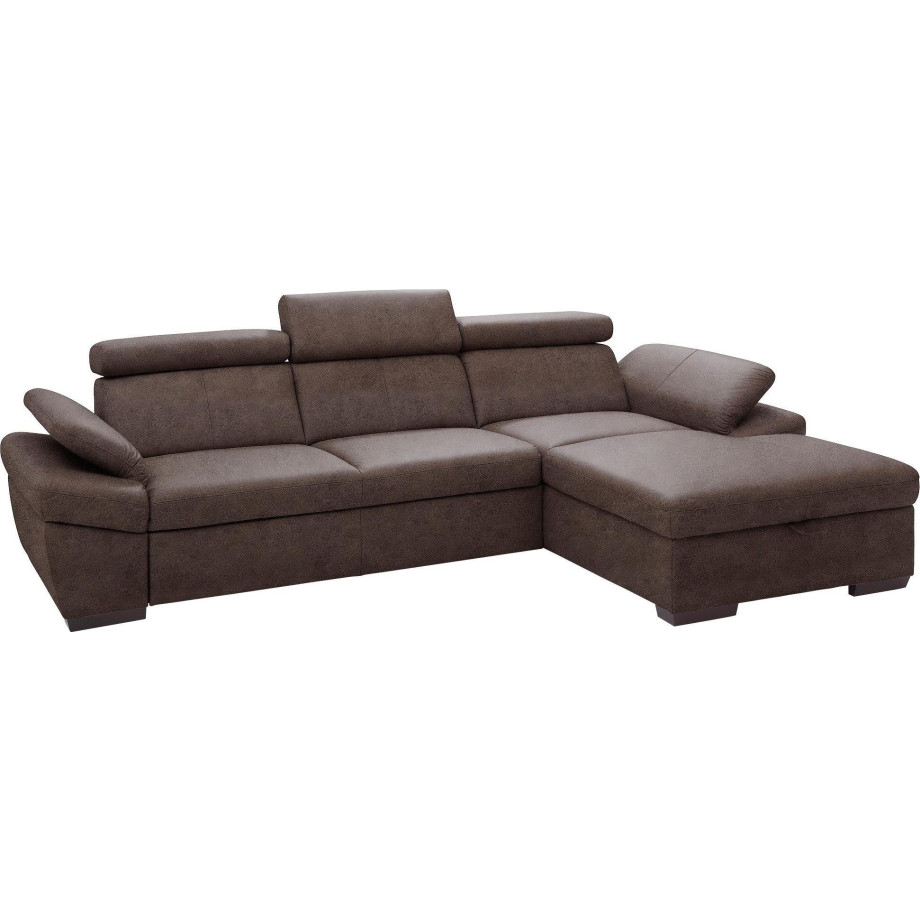 exxpo - sofa fashion Hoekbank Salerno, L-vorm inclusief verstelbare hoofdsteun en armleuning, naar keuze met slaapfunctie afbeelding 1