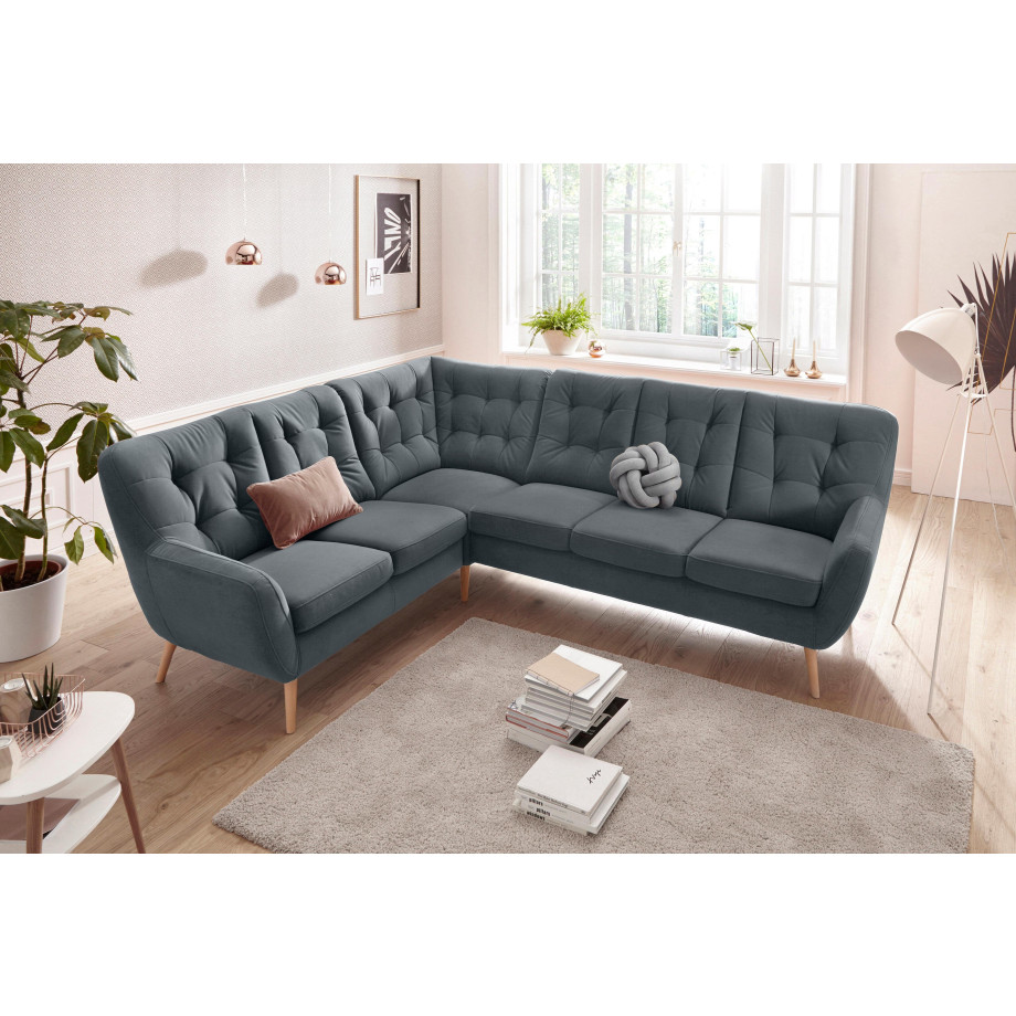 exxpo - sofa fashion Hoekbank Scandi, comfortabel en gezellig met verfijnde rugkussens in actuele kleuren in hoogwaardige bekledingskwaliteiten, l-vorm afbeelding 1