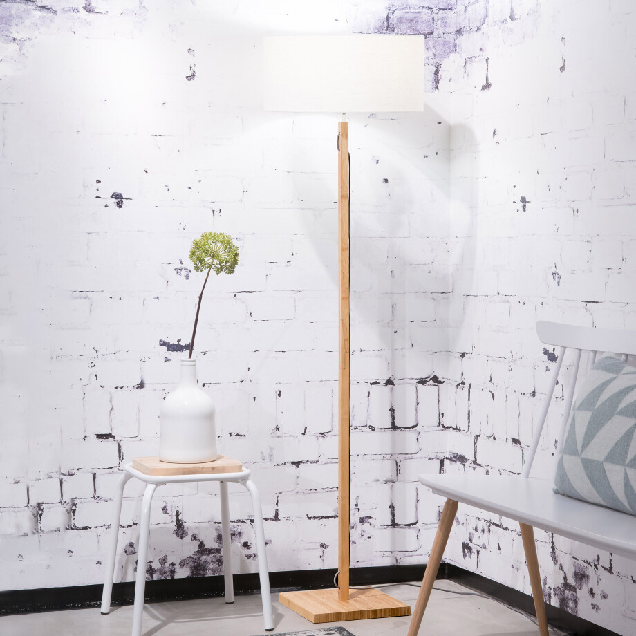 Good&Mojo Vloerlamp 'Fuji' Bamboe en Eco linnen, kleur Wit afbeelding 1