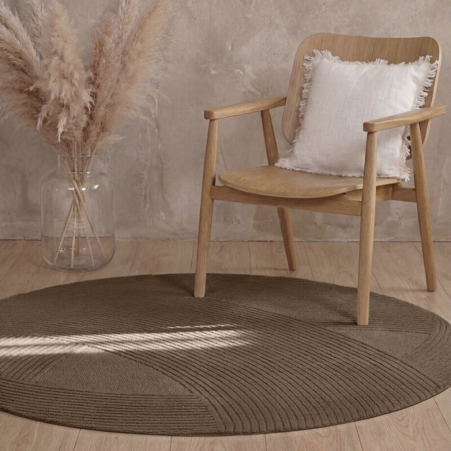 Vloerkleed Victoria Rond - Bruin Xcm - Wol - Dekbed-Discounter.nl afbeelding 