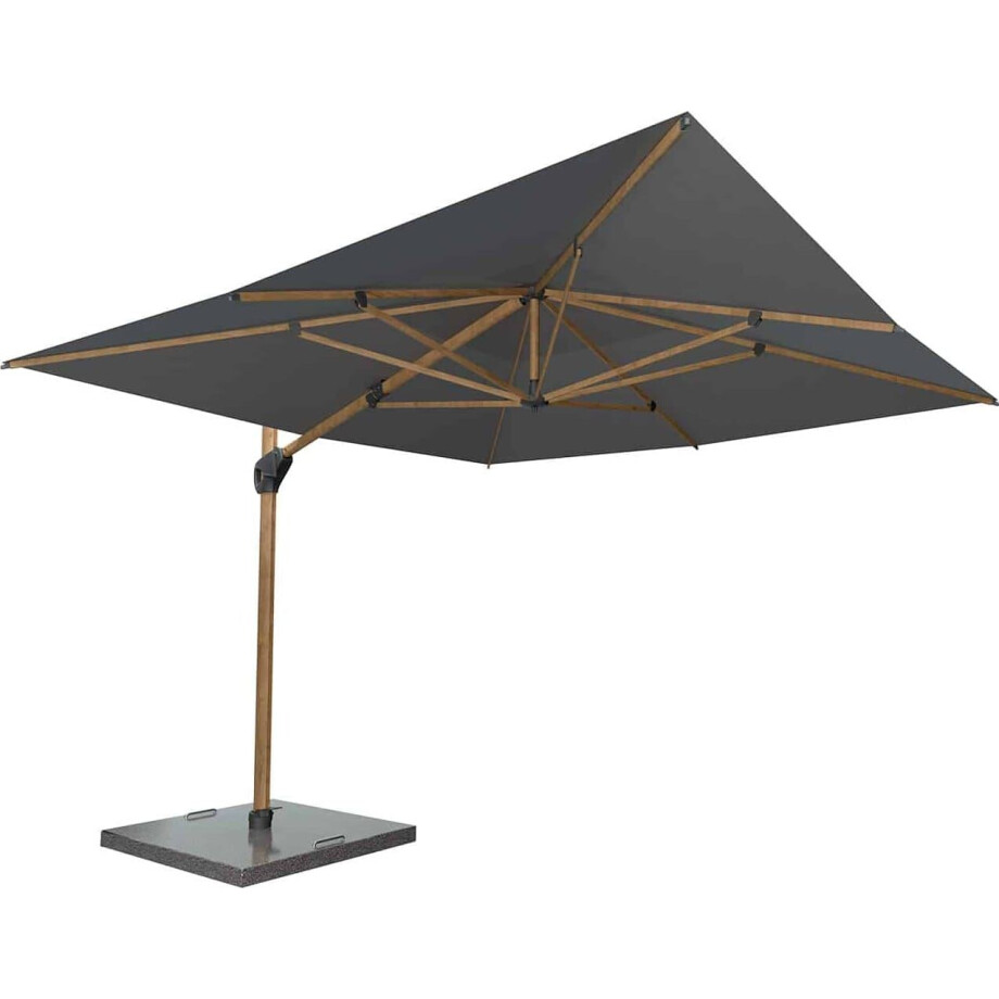 4 Seasons Outdoor Zweefparasol Hacienda Woodlook Charcoal 300 x 400 cm afbeelding 