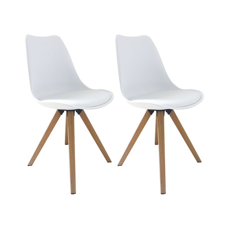 byLIVING 2 stoelen Kira (Wit/eiken) afbeelding 1