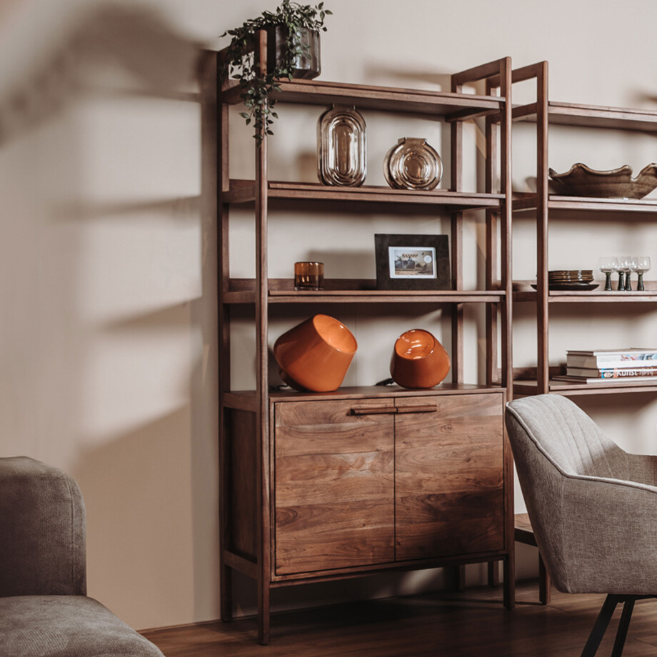 Tower Living Wandrek 'Falcone' Met 2 deuren, Acaciahout, 200 x 90cm Tower Living Wandrek 'Falcone' Met 2 deuren, Acaciahout, 200 x 90cm afbeelding