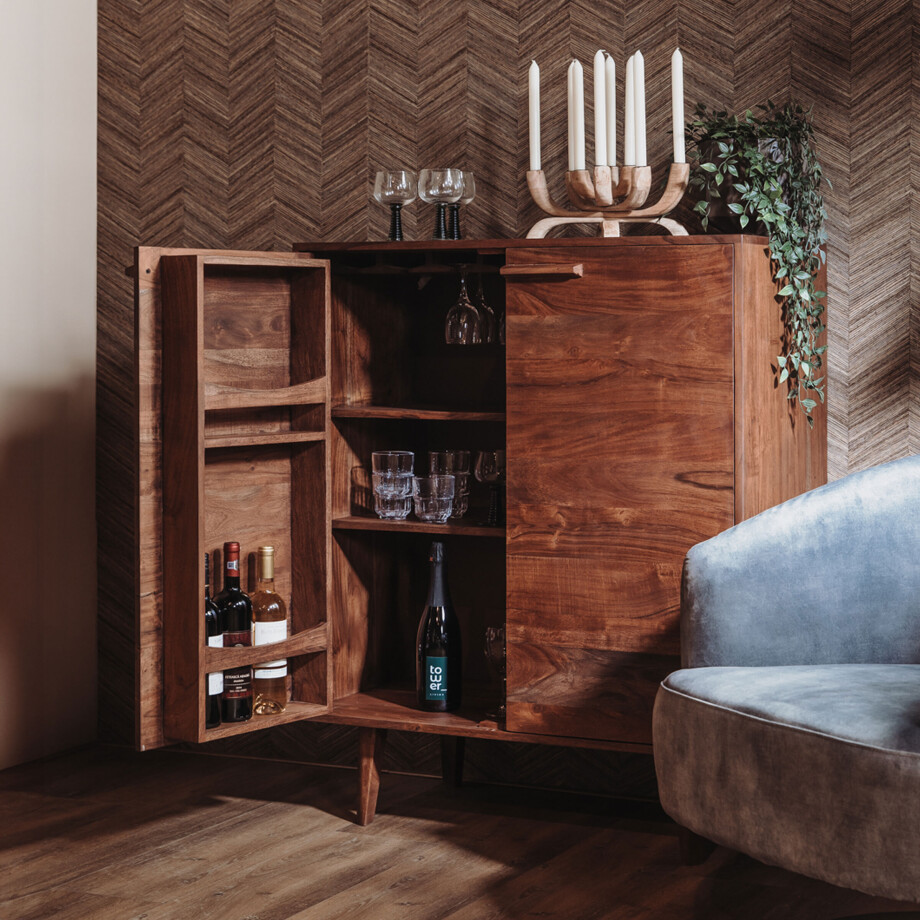 Tower Living Wijnkast 'Falcone' Acaciahout, 110 x 90cm afbeelding 