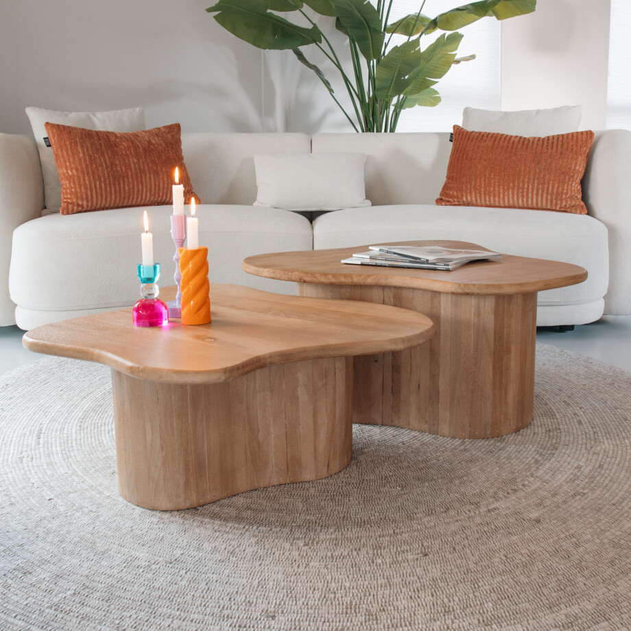 By-Boo Organische Salontafel 'Fall' Mangohout, Set van 2 stuks, kleur Naturel By-Boo Organische Salontafel 'Fall' Mangohout, Set van 2 stuks, kleur Naturel afbeelding 1