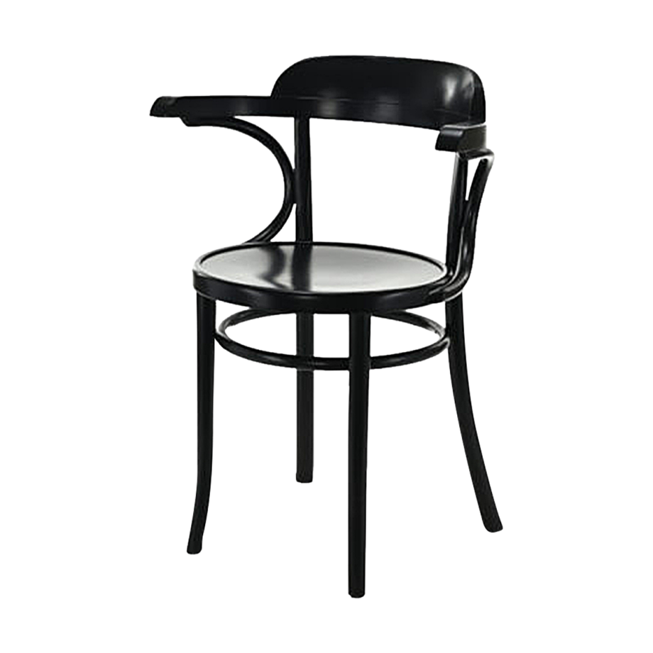 Thijs houten eetkamerstoel zwart met armleuningen Thijs houten eetkamerstoel zwart met armleuningen afbeelding 1