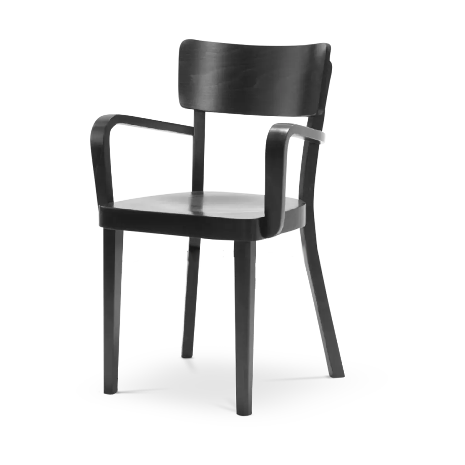 Faye houten eetkamerstoel zwart gebeitst - met armleuningen afbeelding 1