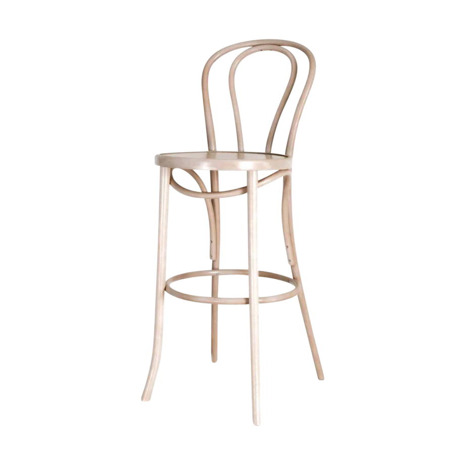 Vienna Thonet No. 18 houten barkruk whitewash - 75 cm afbeelding 1