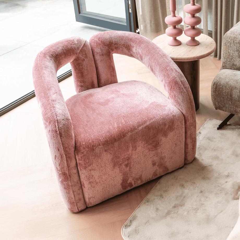 Richmond Fauteuil 'Dana' Chenille, kleur Roze Richmond Fauteuil 'Dana' Chenille, kleur Roze afbeelding 1
