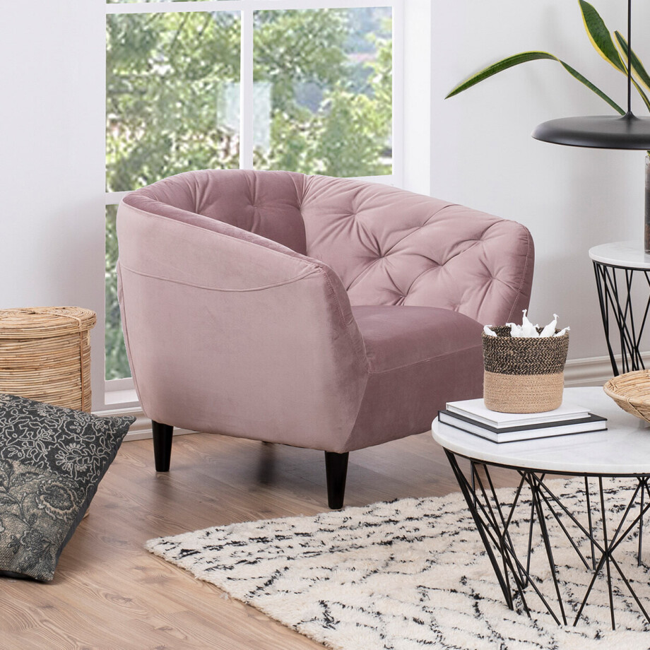 Fauteuil 'Loes' Velvet, kleur roze afbeelding 1