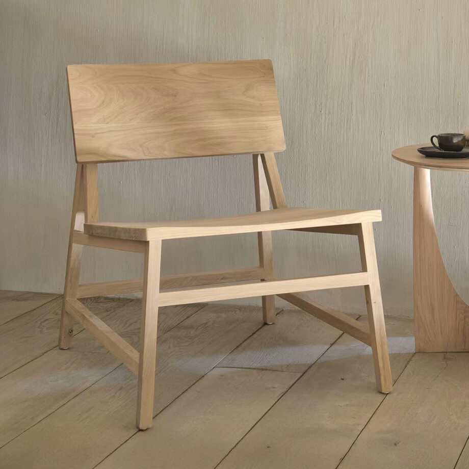 Ethnicraft Fauteuil 'N2' Geolied Eikenhout, kleur Naturel afbeelding 1
