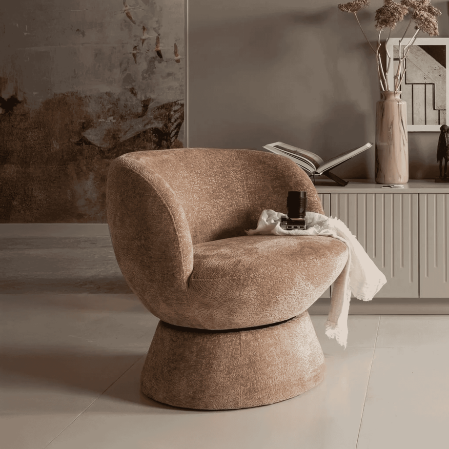 WOOOD Draaifauteuil 'Shuffle' Chenille, kleur Naturel WOOOD Draaifauteuil 'Shuffle' Chenille, kleur Naturel afbeelding 1