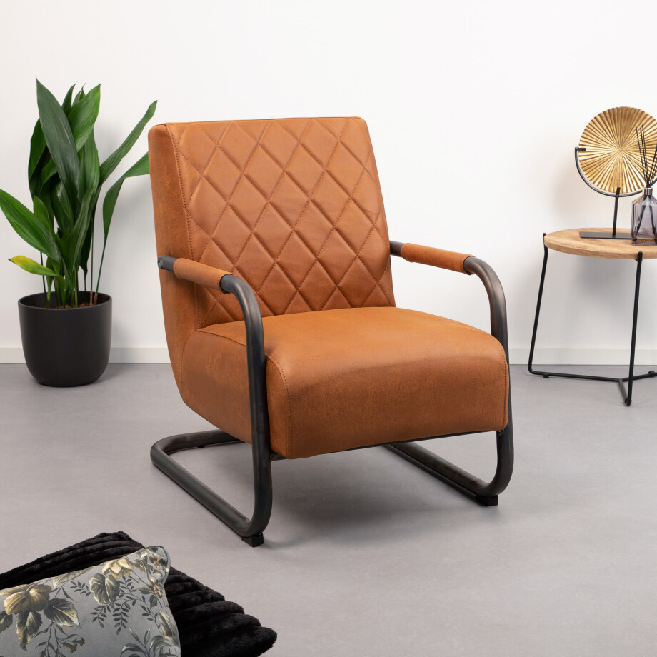 Tower Living Fauteuil 'Civo' kleur Cognac Tower Living Fauteuil 'Civo' kleur Cognac afbeelding 1