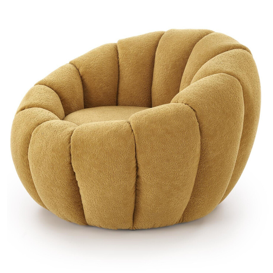 Fauteuil Gaspar rond mosterdgeel afbeelding 1
