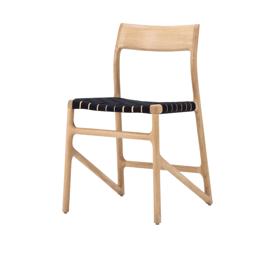 Fawn chair houten eetkamerstoel whitewash - met cotton webbing black 4555 Fawn chair houten eetkamerstoel whitewash - met cotton webbing black 4555 afbeelding 1