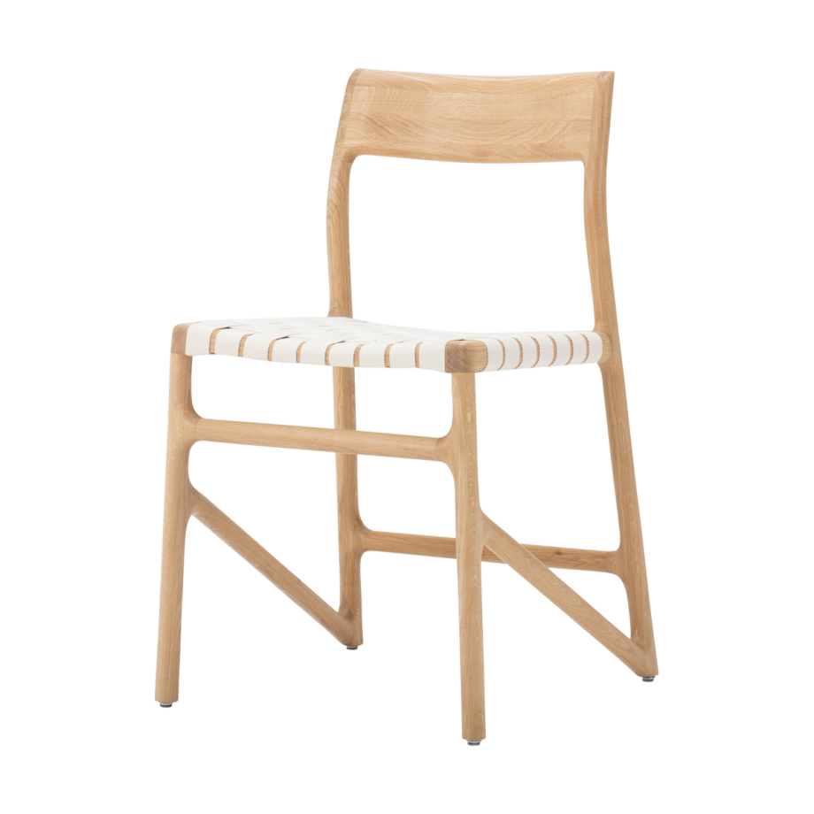 Fawn chair houten eetkamerstoel whitewash - met cotton webbing white 2001 Fawn chair houten eetkamerstoel whitewash - met cotton webbing white 2001 afbeelding 1