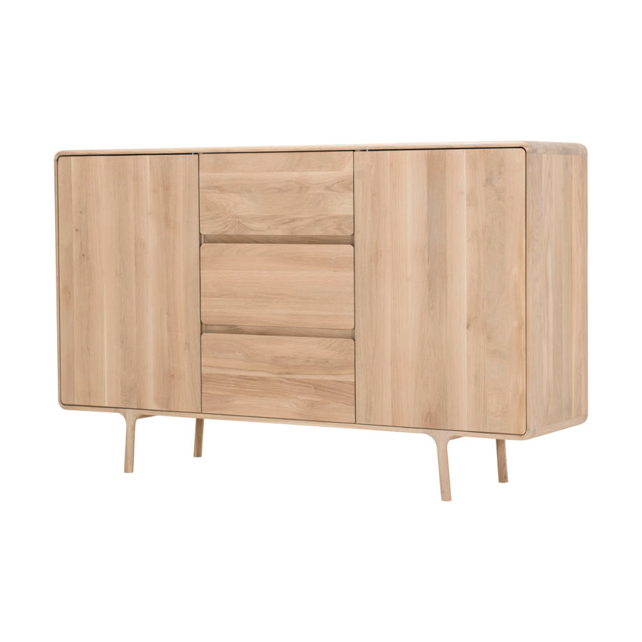 Fawn dresser houten ladekast whitewash - 180 x 110 cm Fawn dresser houten ladekast whitewash - 180 x 110 cm afbeelding 1