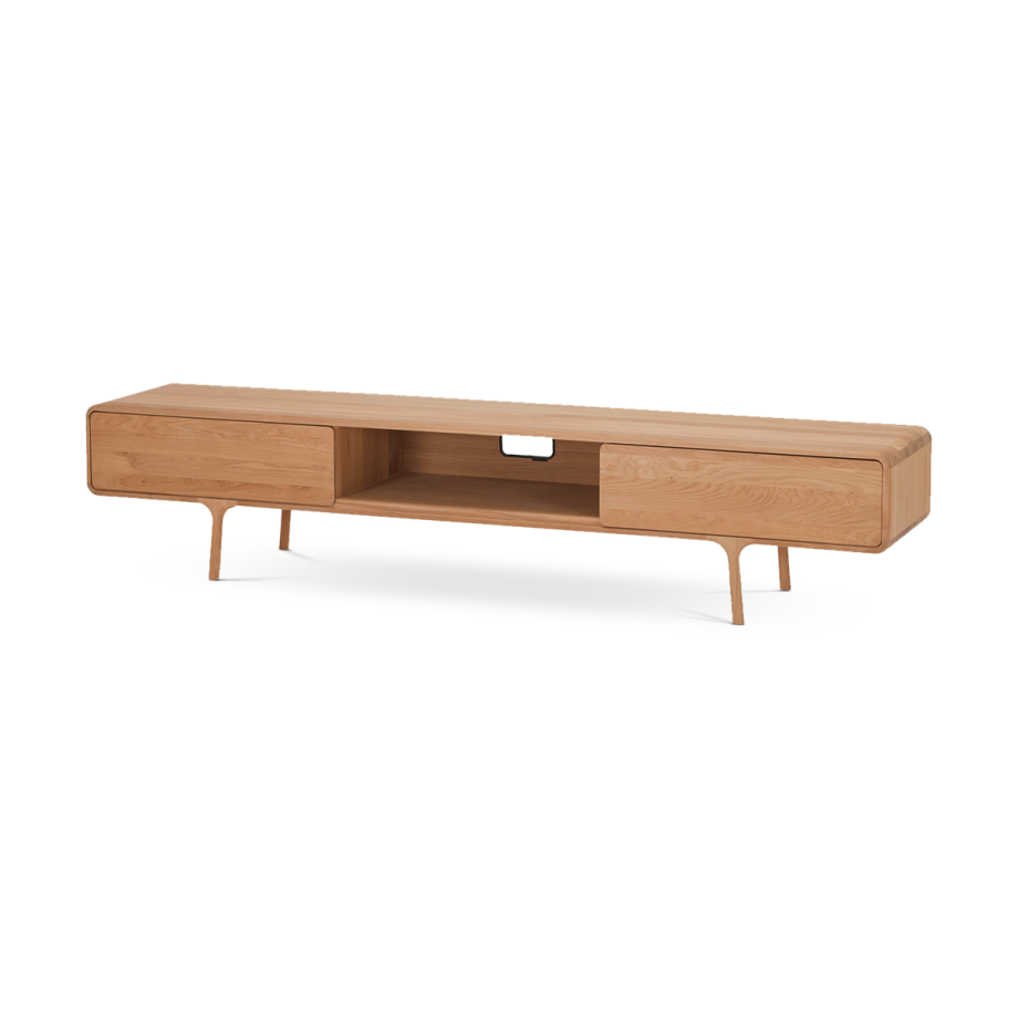 Fawn lowboard 2 drawers houten tv meubel naturel - 220 x 45 cm Fawn lowboard 2 drawers houten tv meubel naturel - 220 x 45 cm afbeelding 1