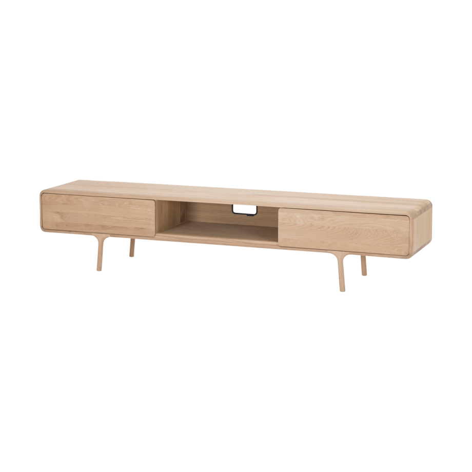 Fawn lowboard 2 drawers houten tv meubel whitewash - 220 x 45 cm afbeelding 1