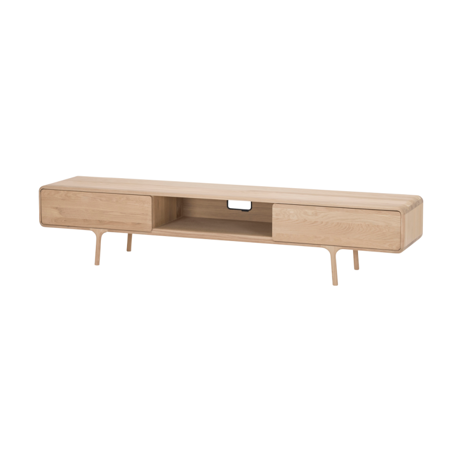 Fawn lowboard 2 drawers houten tv meubel whitewash - 220 x 45 cm Fawn lowboard 2 drawers houten tv meubel whitewash - 220 x 45 cm afbeelding 1