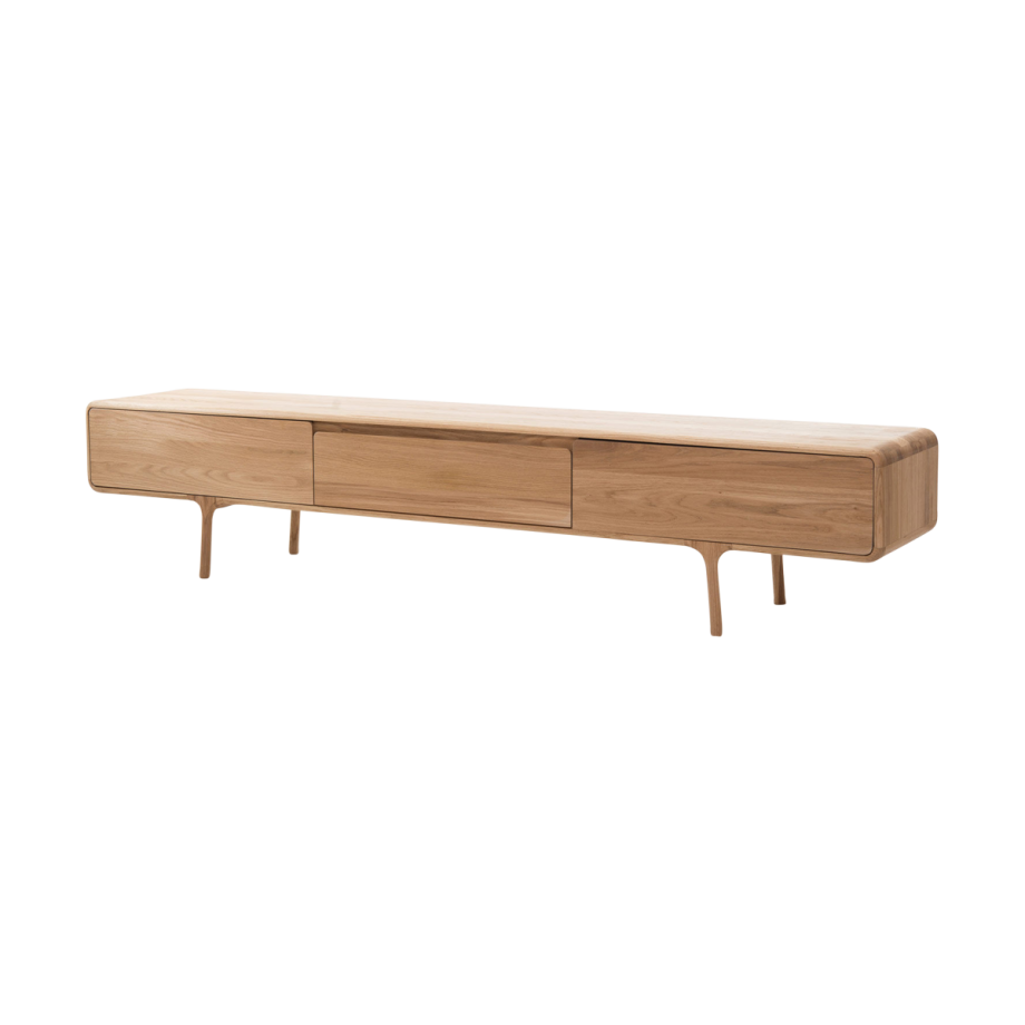 Fawn lowboard 3 drawers houten tv meubel naturel - 220 x 45 cm afbeelding 1