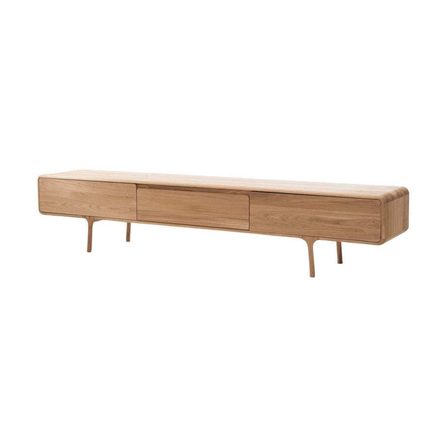 Fawn lowboard 3 drawers houten tv meubel naturel - 220 x 45 cm Fawn lowboard 3 drawers houten tv meubel naturel - 220 x 45 cm afbeelding 1