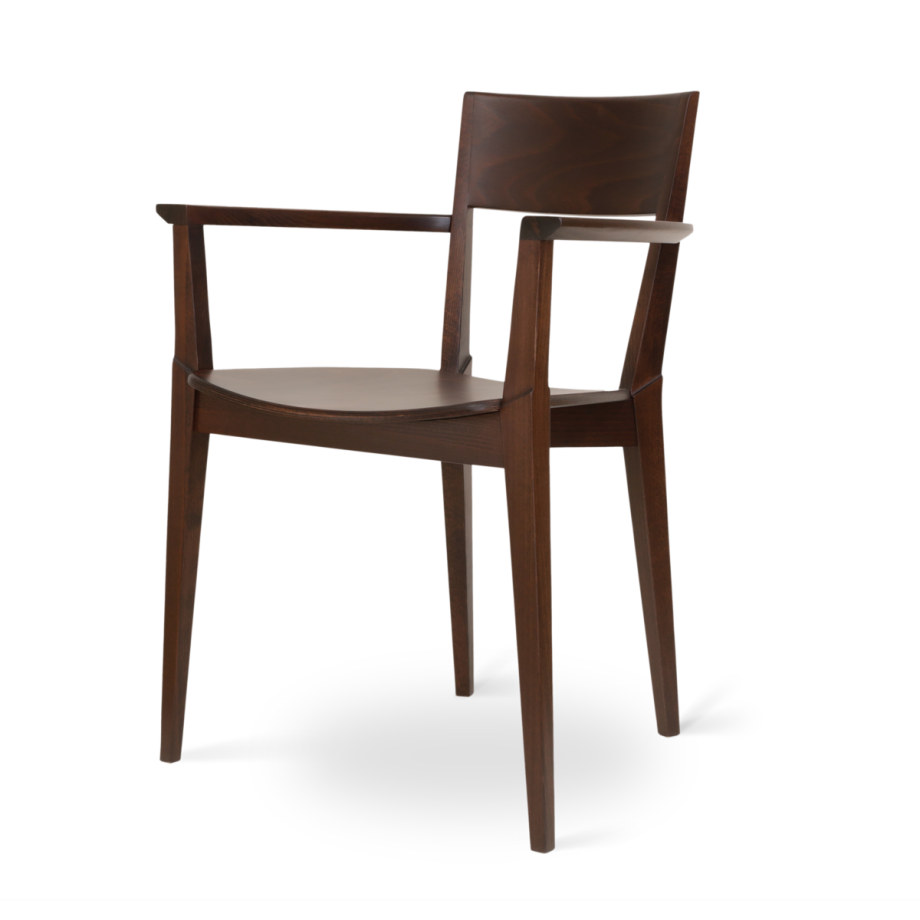 Felda houten eetkamerstoel walnoot - met armleuningen afbeelding 1