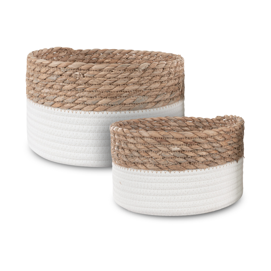 Feline katoenen manden wit - set van 2 Feline katoenen manden wit - set van 2 afbeelding 1