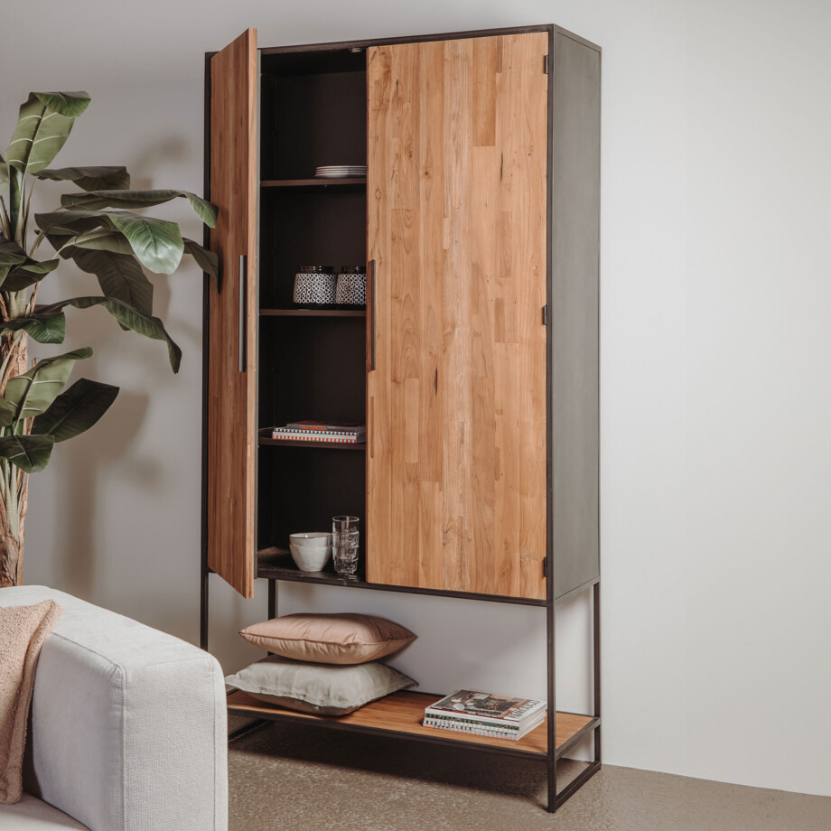 Tower Living Opbergkast 'Felino' Teakhout, 220 x 116cm Tower Living Opbergkast 'Felino' Teakhout, 220 x 116cm afbeelding