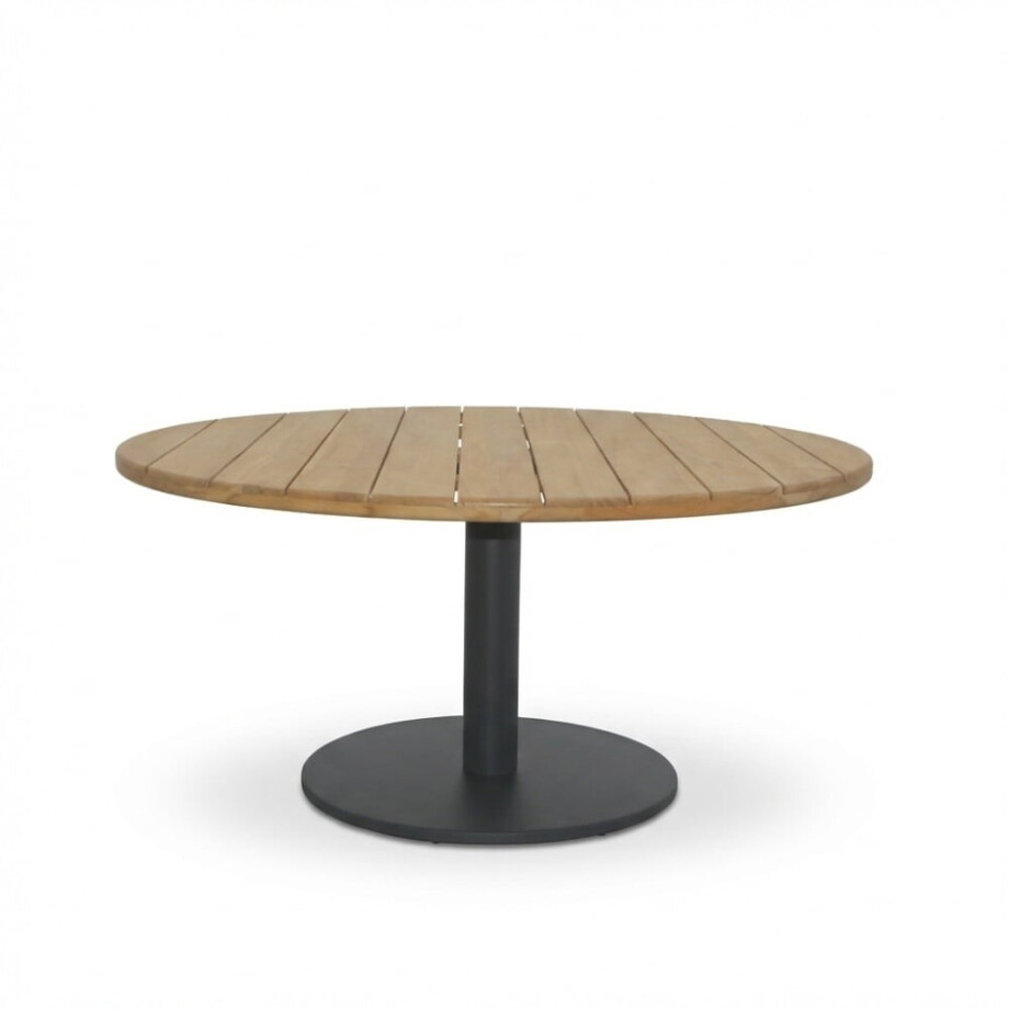 Salora low dining tuintafel 6 personen | teak + aluminium | antraciet | 150cm rond afbeelding 1