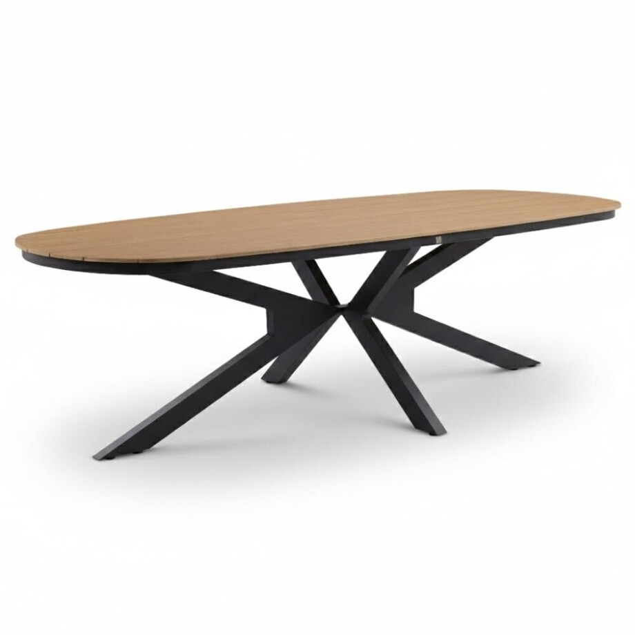 Texas dining tuintafel 6 personen | polywood + aluminium | Natural Wood/antraciet | 260cm Deens ovaal Texas dining tuintafel 6 personen | polywood + aluminium | Natural Wood/antraciet | 260cm Deens ovaal afbeelding 1