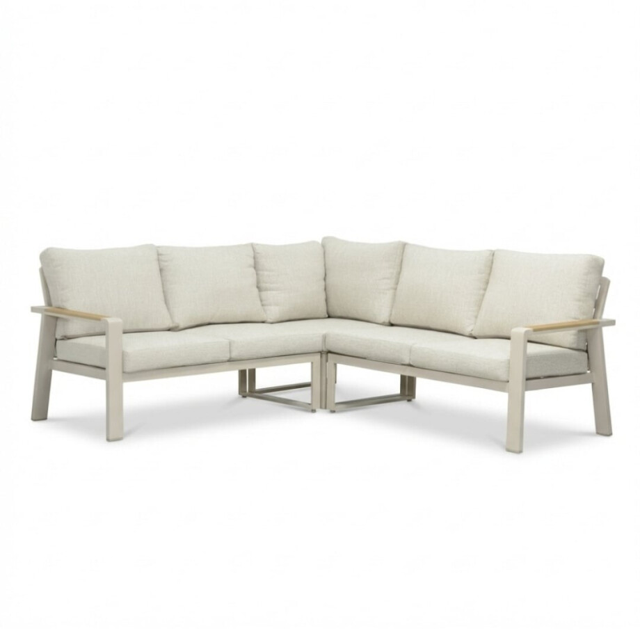 Lola hoek loungeset 5 personen | aluminium + polywood | beige | 3-delig - 220x220cm afbeelding 1