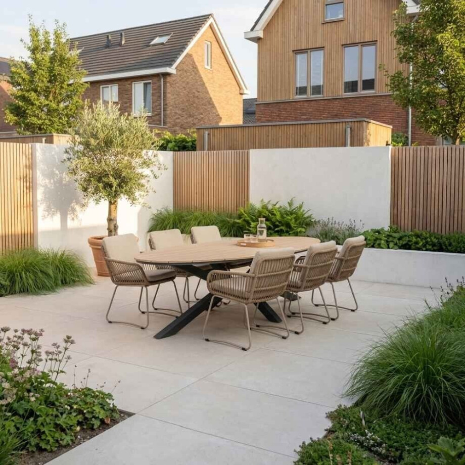 Dallas antraciet/Harper Sandstone dining tuinset | 6 personen | polywood + touw | 220cm afbeelding 1
