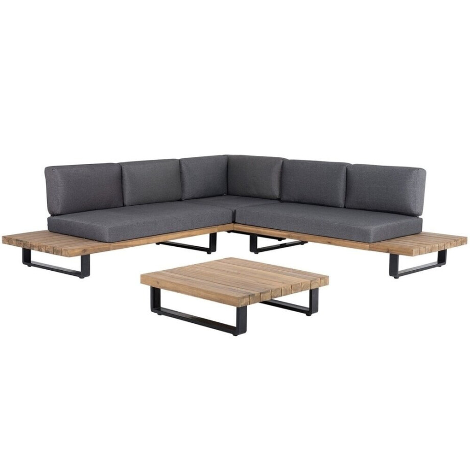 Salvador hoek loungeset 5 personen | aluminium + hardhout | Light Teaklook | 3-delig - 260x260cm afbeelding 1